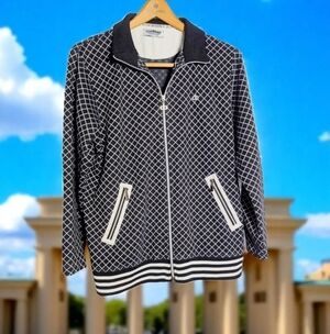 CrownBasics Sz L  Black and White Windowpane Jacket Vintage